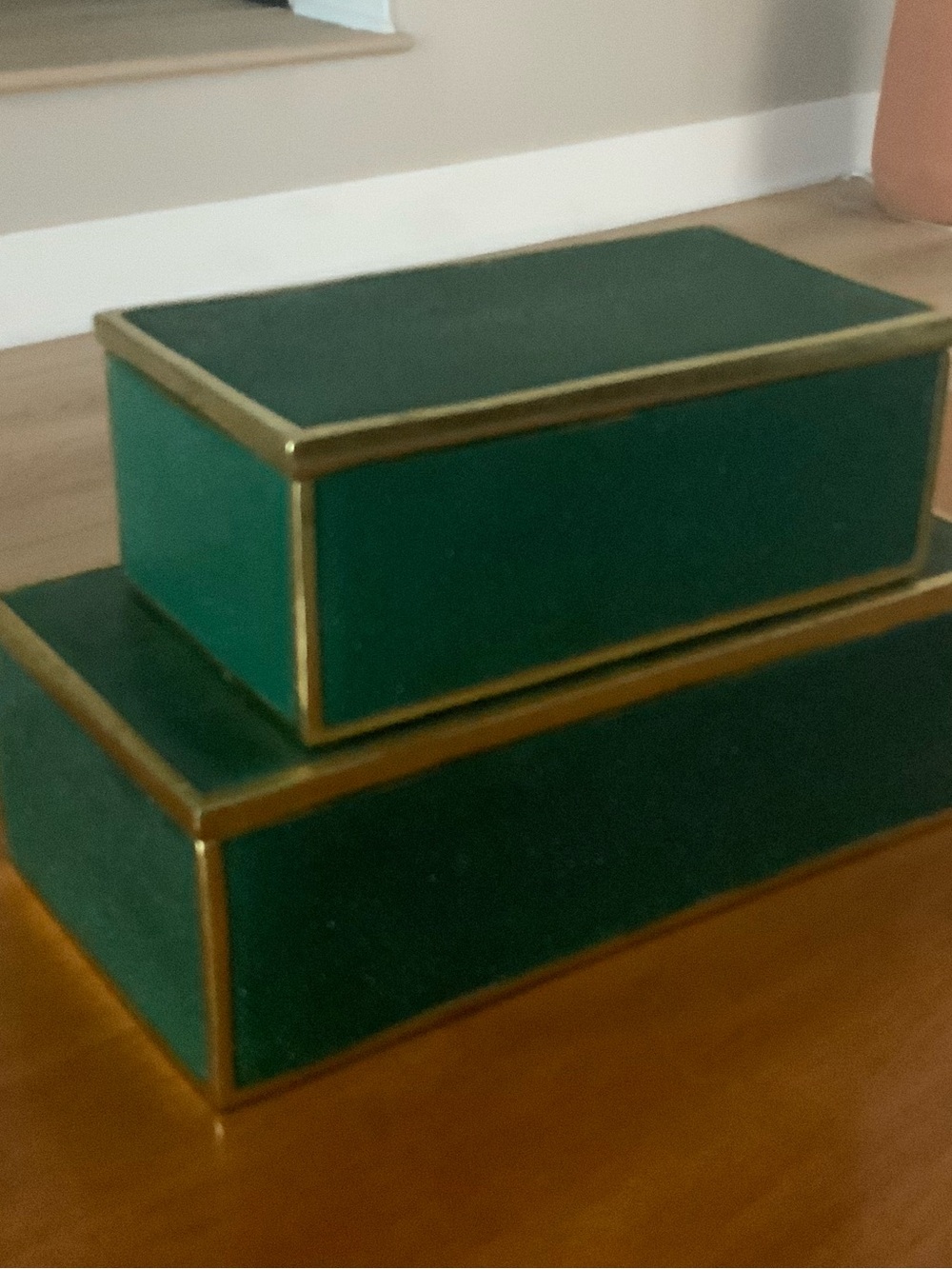 Uttermost Emerald Green Nesting Boxes with Gold Trim